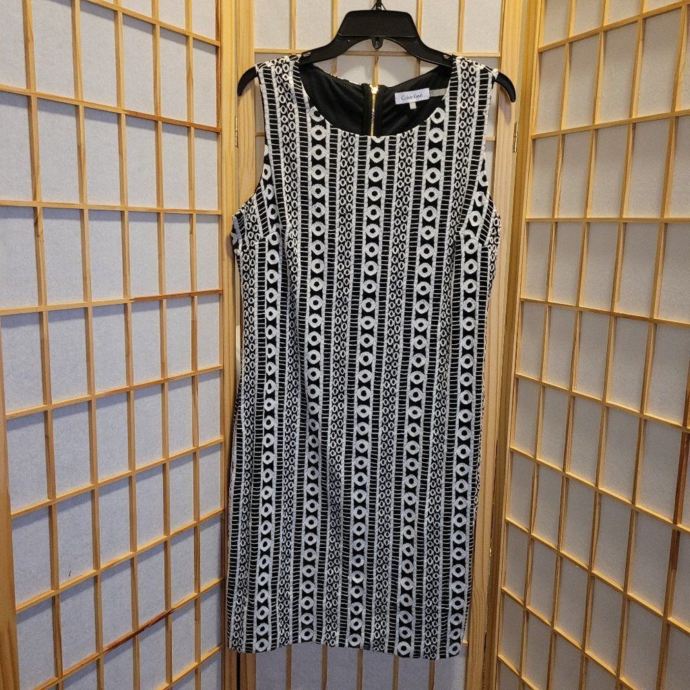 Calvin Klein Black and White Midi Dress